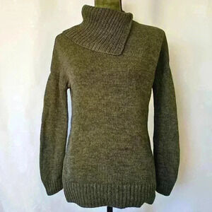 Matty M Assymetric Cowl Neck Sweater, Olive Green, Size S